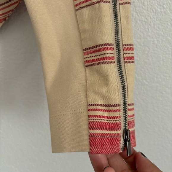 BCBGMaxAzria Women's Size XXS Red/Cream Abbey Cropped Striped Blazer Jacket - Picture 5 of 5